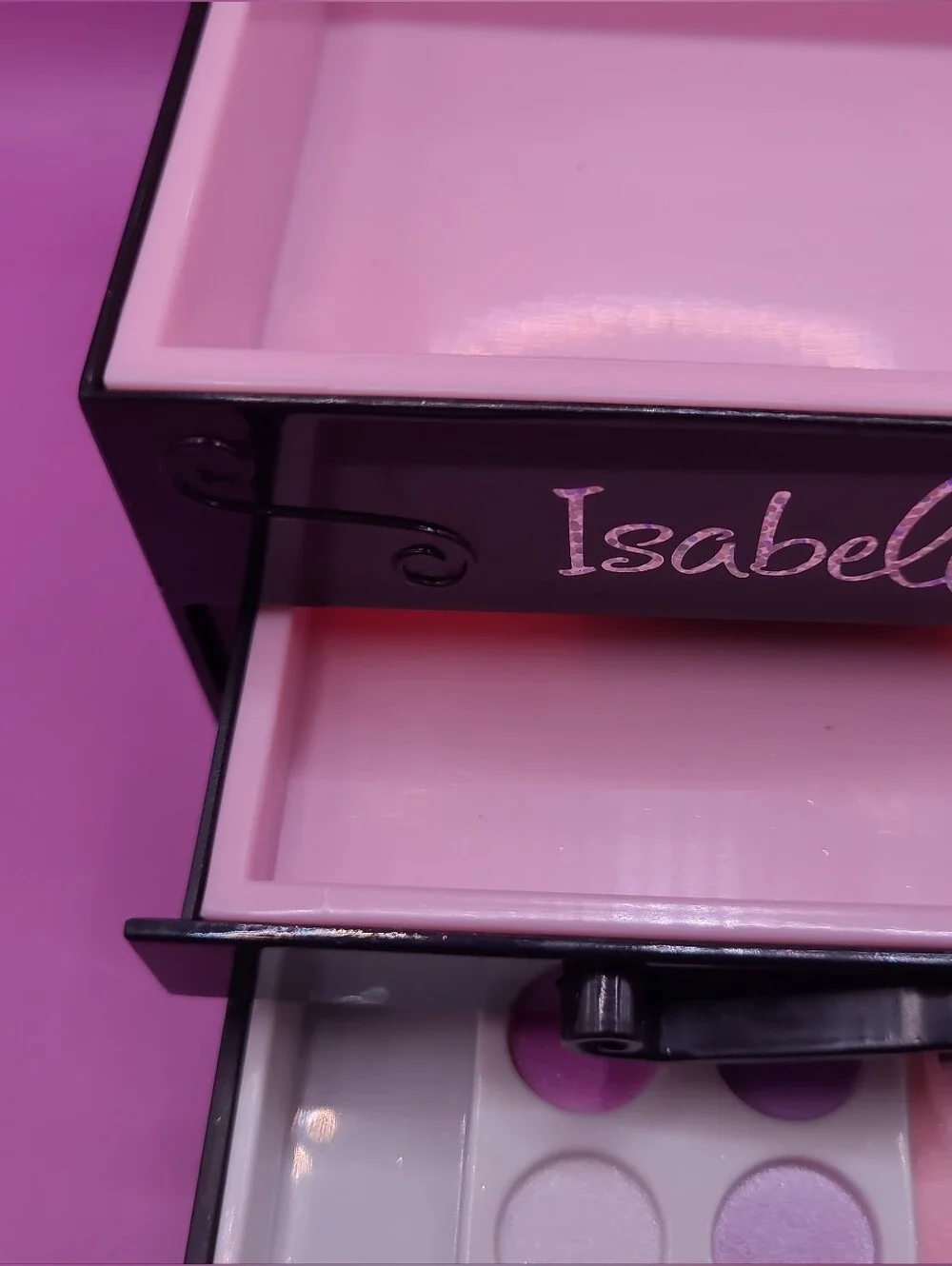 American Girl Isabelle's Black MAKEUP CASE Makeup Set Jewelry Box for Doll READ